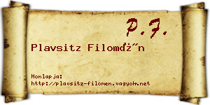 Plavsitz Filomén névjegykártya